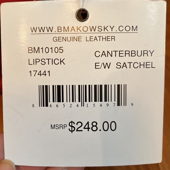 NWT B. Makowsky Red Leather Satchel - Picture 6 of 6